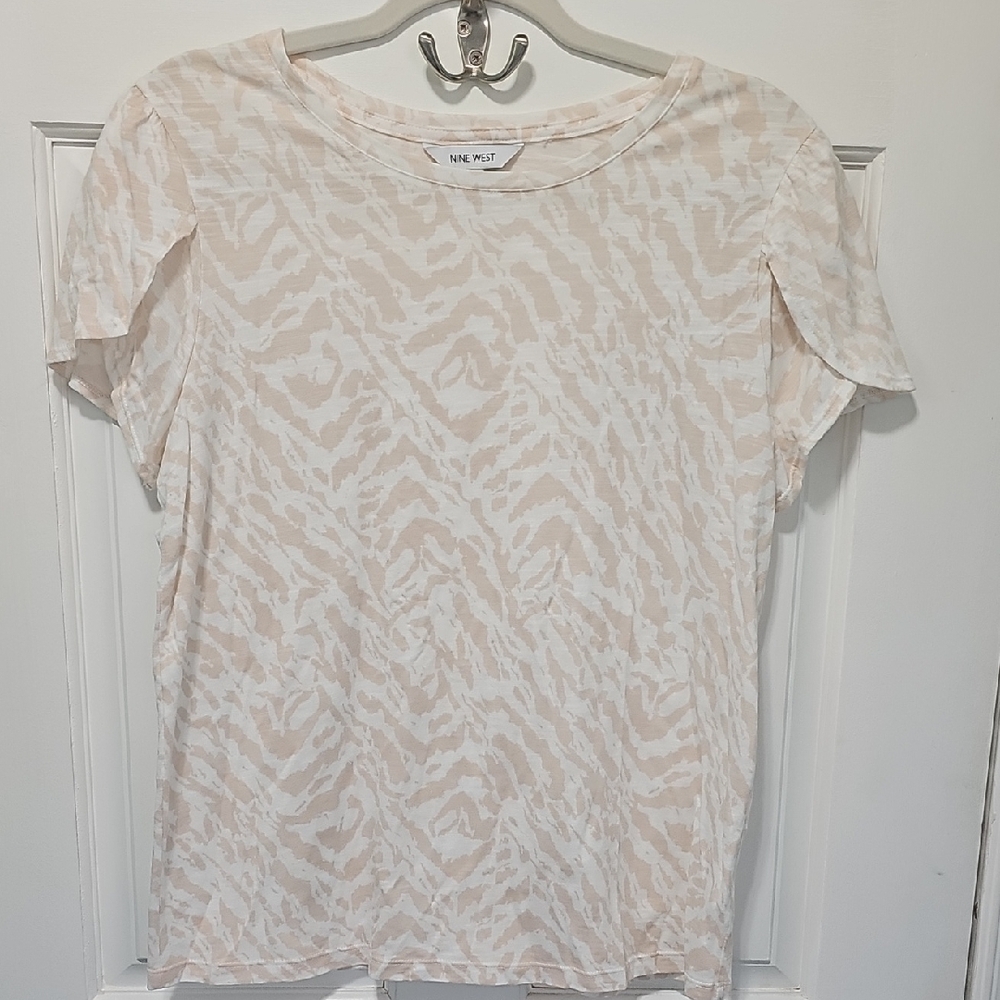 Nine West Cream Zebra Print Women's Top
